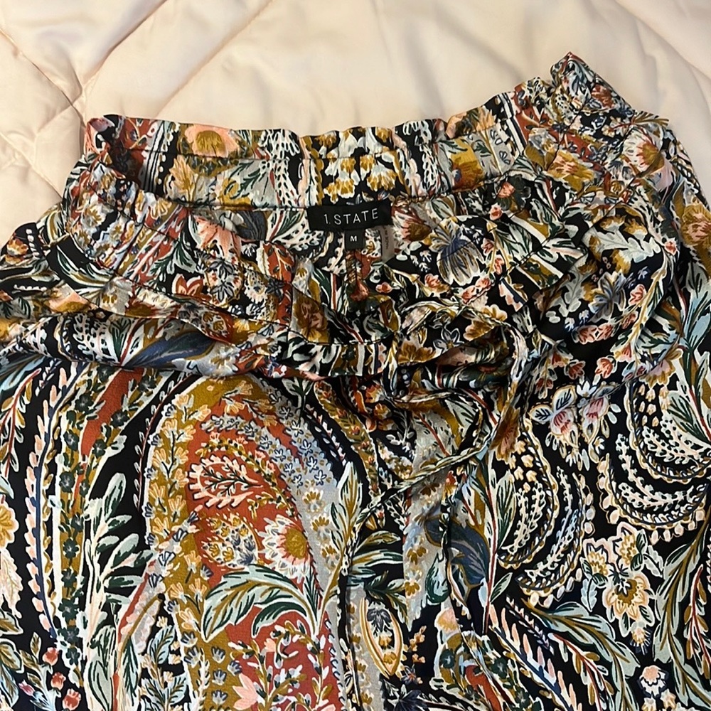 Tapestry Paisley Print Drawstring Coordinating Pull-On Pants (size medium)